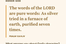 the words of the lord are pure words as silver tried in a furnace of earth purified seven times