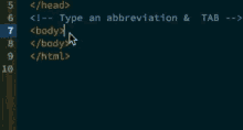 a screen shot of a program that says type an abbreviation and tab at the top