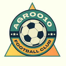 a logo for a soccer club with a soccer ball in the center of the logo .