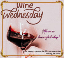 a poster for wine wednesday with a glass of wine