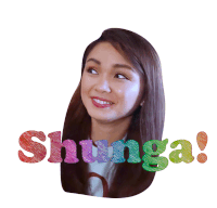 a sticker of a woman with the word shunga written in colorful letters