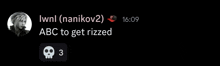 a black screen with a skull and the words " abc to get rizzled "