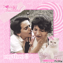 a picture of two boys with the words i love my husband roytheo on it