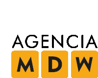 a yellow and black logo for a company called agencia mdw