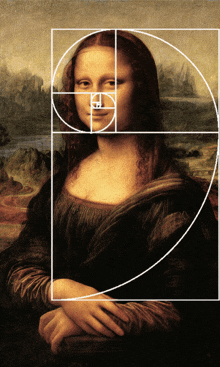 a painting of a woman with a golden spiral around her head