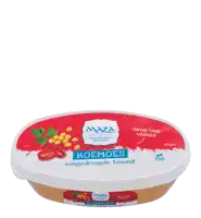 three containers of yazza are stacked on top of each other with different flavors