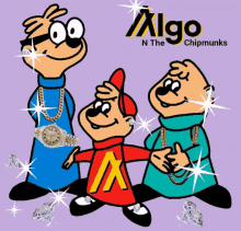 three alvin and the chipmunks are standing next to each other on a poster that says algo n the chipmunks