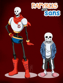 papyrus and sans are standing next to each other