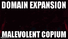 a screenshot of a video game with the words domain expansion malevolent copium