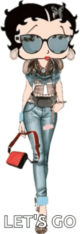 betty boop is wearing sunglasses and carrying a red purse