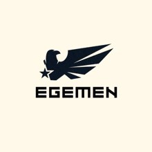 a logo for egemen with an eagle and a star on a white background