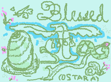a drawing of an oyster with the words blessed on it