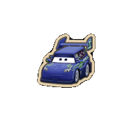 a sticker of a blue car from cars