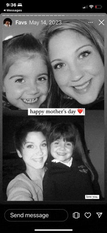 a black and white photo of a woman and child with the words happy mother 's day on the bottom