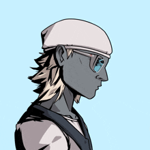 a drawing of a man wearing a white hat and sunglasses