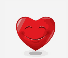 a red heart with a smiling face and eyes closed