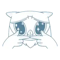a drawing of an owl with big blue eyes