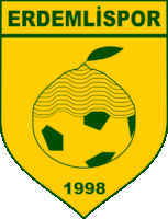 a yellow and green logo for erdemlispor with a soccer ball on it