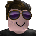 a roblox character wearing sunglasses and smiling .