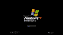 a microsoft windows xp professional logo on a black screen