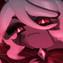 a close up of a person 's face with red eyes