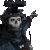 a pixel art of a samurai holding a gun .