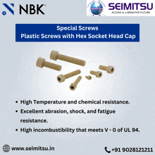 special screws plastic screws with hex socket head cap by seimitsu