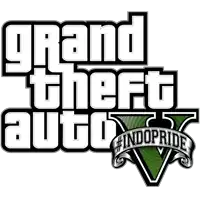 a logo for grand theft auto 5 with #indopride written on it