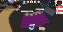 a screen shot of a roblox game with a purple item in the center