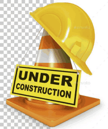 a yellow hard hat is sitting on top of an orange construction cone