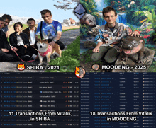 a picture of a man with a dog and a picture of a man with a pig with the words moodeng 2025 on the bottom