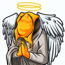 a cartoon drawing of an angel with a halo on his head