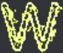 a pixel art of a letter w with lightning coming out of it .