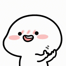 a cartoon character with a smile on his face and a pink cheek .
