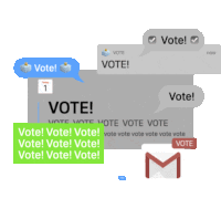 a bunch of text messages with one that says vote on it