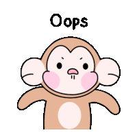 a cartoon of a monkey with the word oops on it