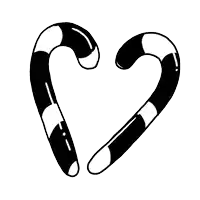 two candy canes are shaped like a heart on a white background