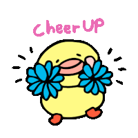 a cheer up sticker with a yellow duck