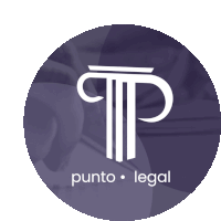 a purple circle with a white letter p and the words punto legal