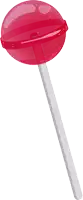 a red lollipop on a white stick with a white stem