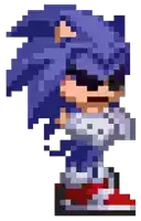 a pixel art drawing of sonic the hedgehog wearing sunglasses .