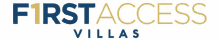 a logo for first access villas is blue and gold