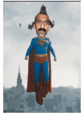 a caricature of a man dressed as superman
