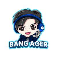 a boy wearing headphones with the name bang ager on the bottom