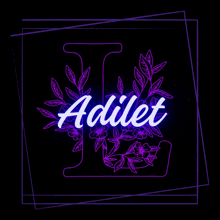 the letter l is surrounded by flowers and leaves and says adillet