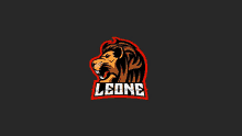 a logo for leone with a lion on a black background