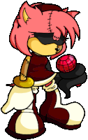 amy rose from sonic the hedgehog is holding a red ball