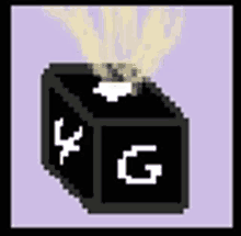 a pixel art of a black box with the letter g