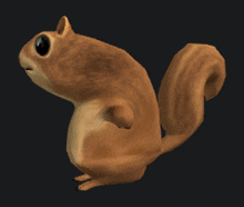 a 3d model of a squirrel with a dark background