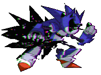 a drawing of sonic the hedgehog with a glitch effect on it